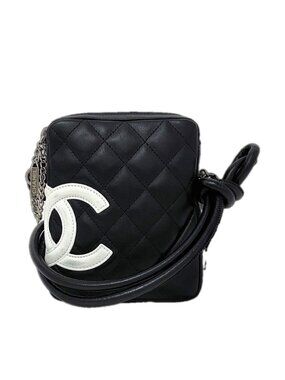 Chanel Mini Shoulder Bag Black White Cambon
